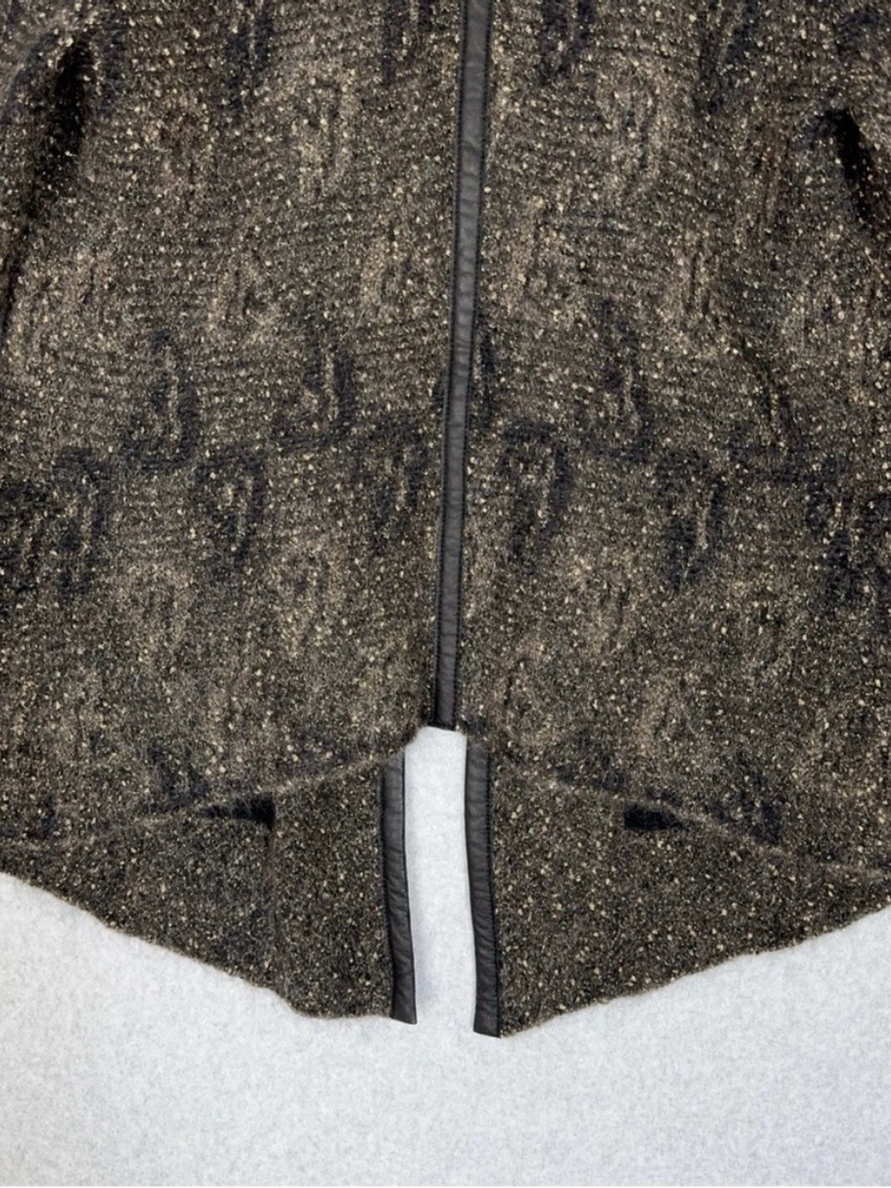 Eileen Fisher Cardigan Sweater Leather Trim Open Front Mohair Blend Womens Small - Picture 9 of 14